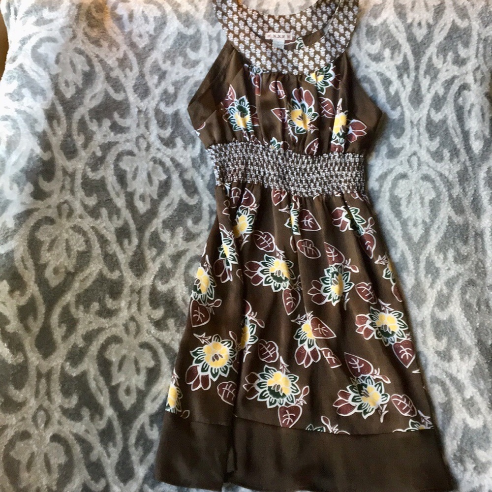 Women’s Brown Floral Midi Polyester Floral Dress - Picture 2 of 6